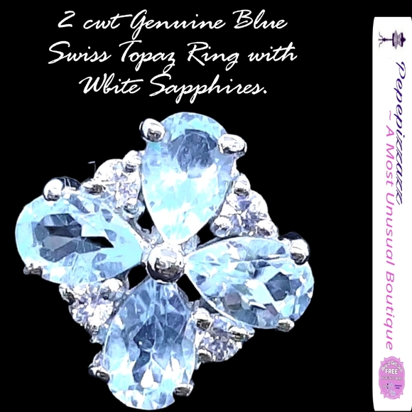 3.20cwt GENUINE BLUE SWISS TOPAZ w SAPPHIRES LEVERBACK EARRINGS 925 👀